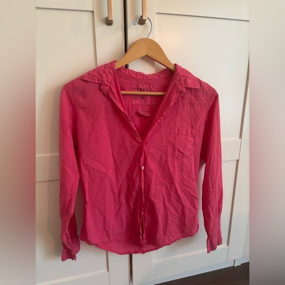 Frank & Eileen Barry Cotton Voile Button Down Pink Size Small Minimalist Chic